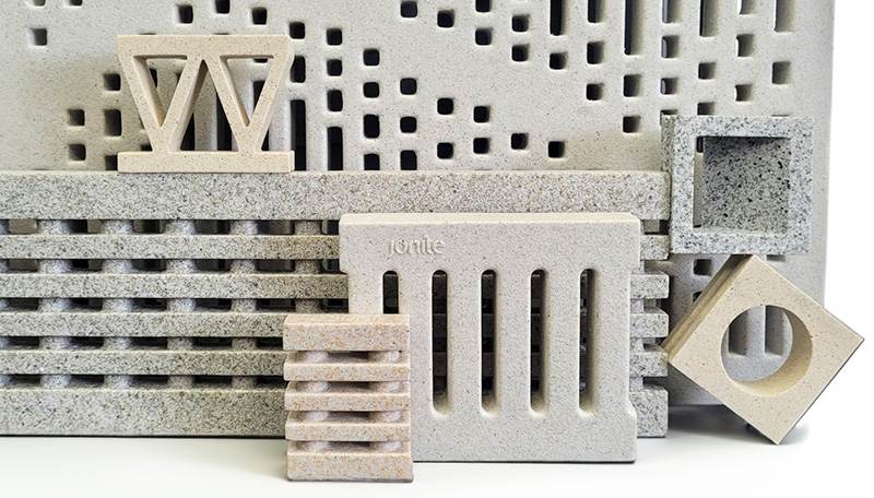 decorative stone drainage grates and breeze blocks in neutral colours